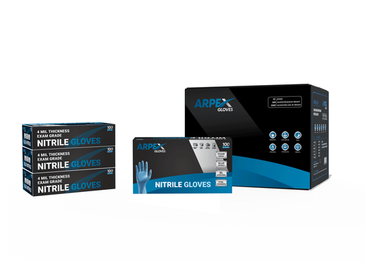 4 Mil Blue Nitrile Disposable Exam Gloves