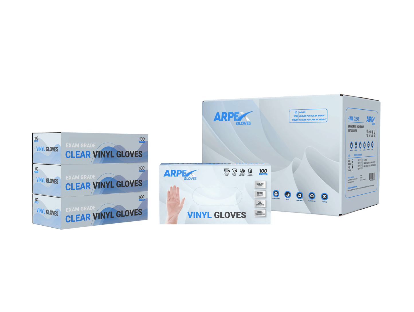 4 Mil Clear Vinyl Disposable Medical Gloves