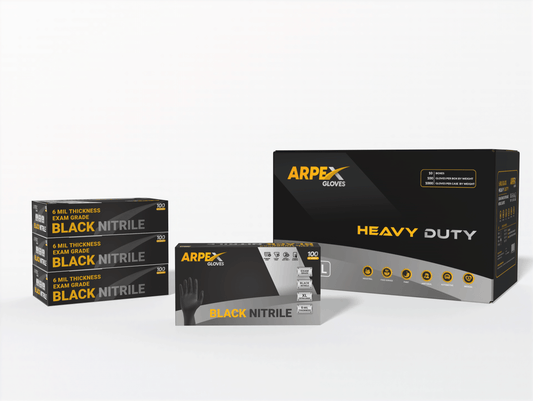 Heavy Duty 6 Mil Black Nitrile Disposable Exam Gloves