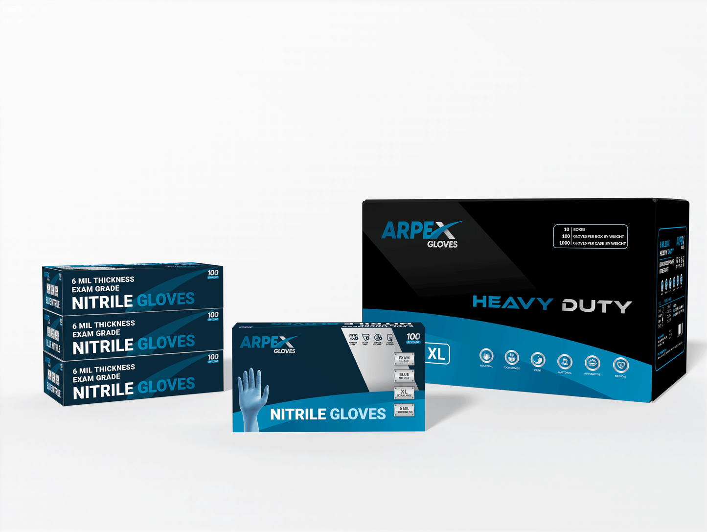 Heavy Duty 6 Mil Blue Nitrile Disposable Gloves