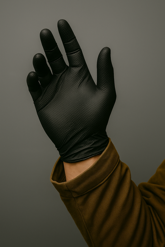 Heavy Duty 8 Mil Black Nitrile Disposable Industrial Gloves with Diamond-Textured